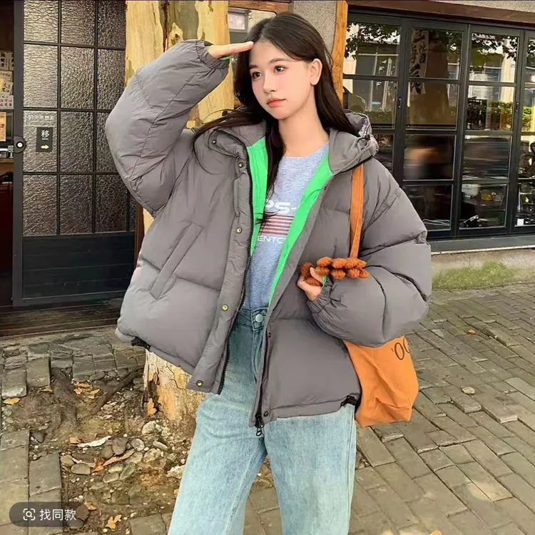 奥特莱斯【清仓】糖果色羽绒服短款专柜撤柜韩版新款连帽宽松加厚鸭