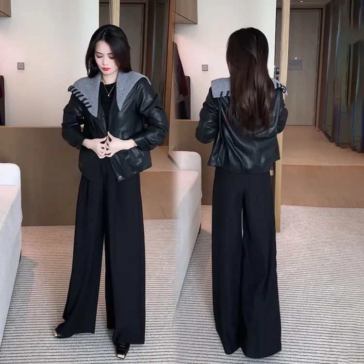 皮衣短外套女小个子2025秋季新款韩版宽松时尚百搭大翻领PU皮夹克