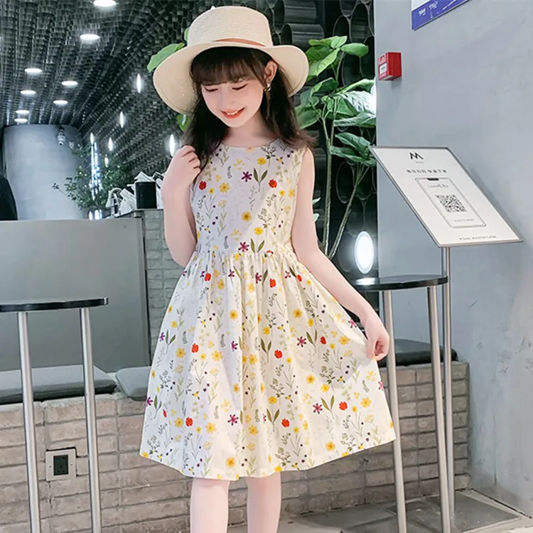 新品巴拉巴拉中大女童连衣裙夏季2025新款儿童纯棉碎花无袖背心裙