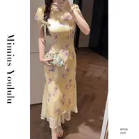 【mimius】肉肉 金丝翡影 复古高级感新中式蕾丝拼接连衣裙 G05431