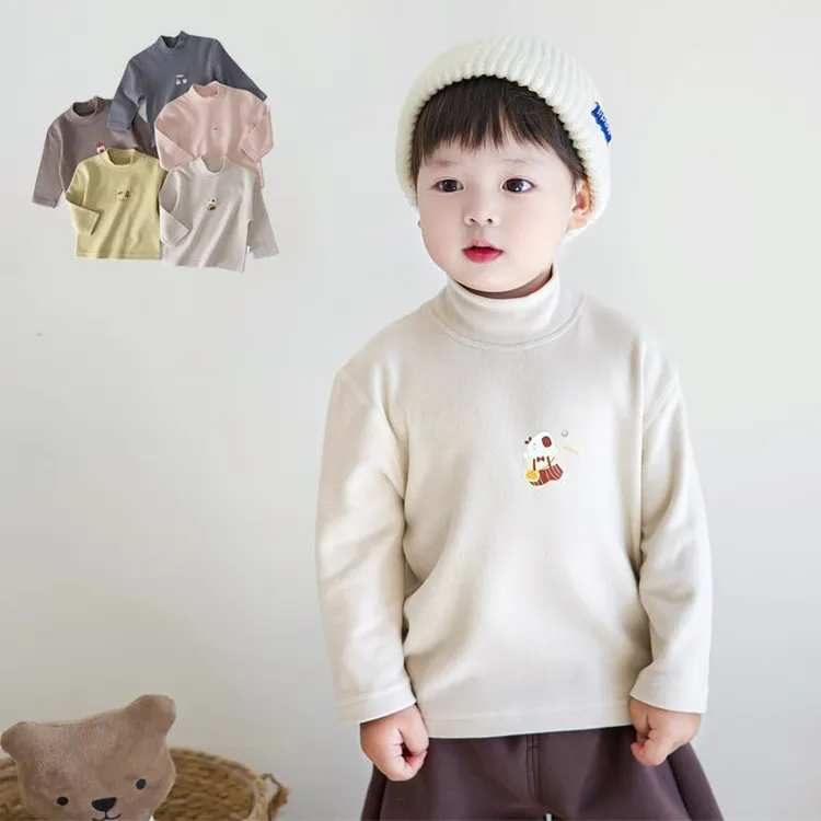 儿童德绒打底衫男女童软糯半高领长袖保暖衣宝宝内搭上衣T恤秋冬