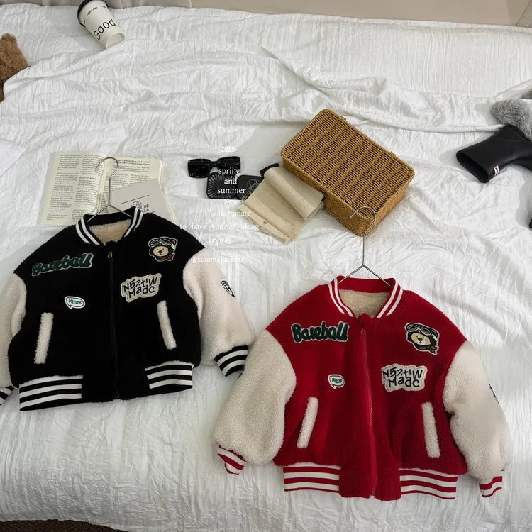 儿童冬季加厚保暖内里仿兔毛棉服D-7021时尚百搭棒球服韩版男女童