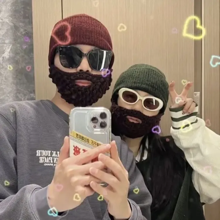 络腮胡子搞怪装扮帽同款哈登毛线针织帽