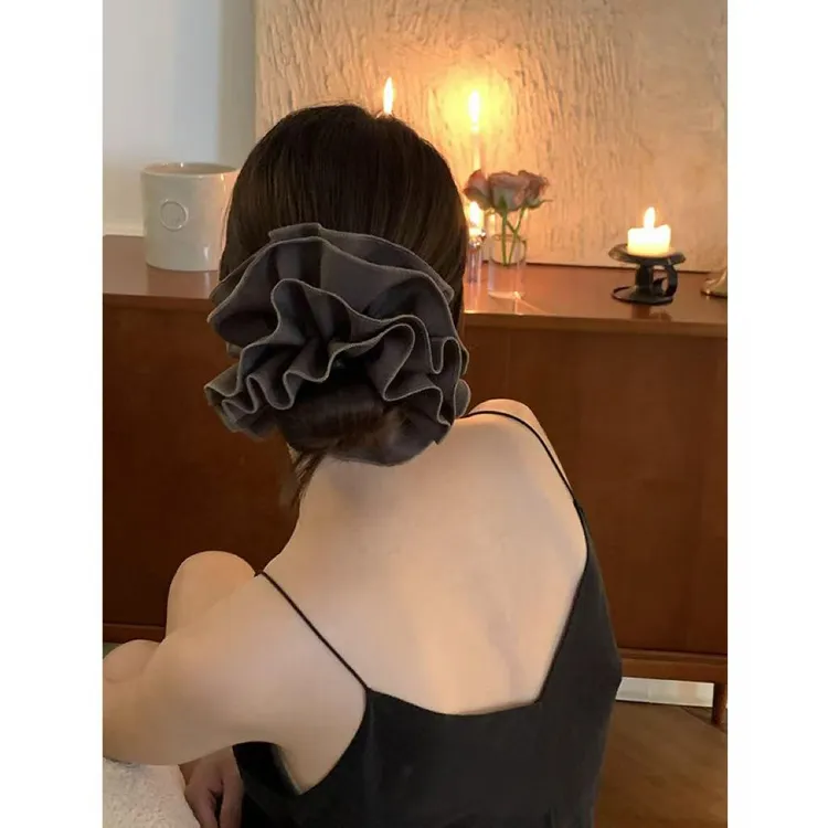 烟草色系超大只~秋冬高级感大肠发圈女高级发夹后脑勺盘发饰头饰