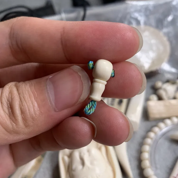天然猛犸象牙分体小串小号三通带皮塔星月金刚配件DIY佛头配饰