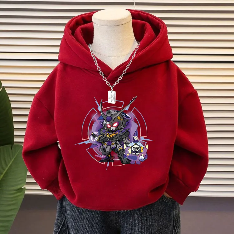 童装蛋仔机甲天火麒麟连帽卫衣加绒男童女童宝宝儿童衣服秋冬衣服