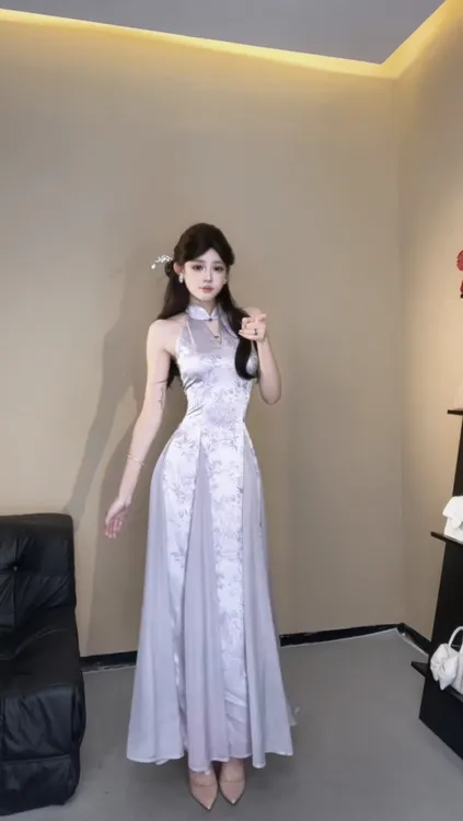 XQIN原创【青隐篱】新款新中式气质显瘦温柔小众连衣裙QXQHZ51904