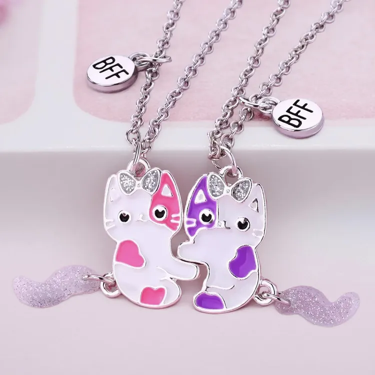 磁吸拼接猫咪好朋友闺蜜磁铁相吸项链时尚饰品可爱情侣学生彩色