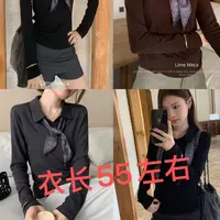 俪米997早秋新款翻领丝巾长袖T恤显瘦百搭上衣
