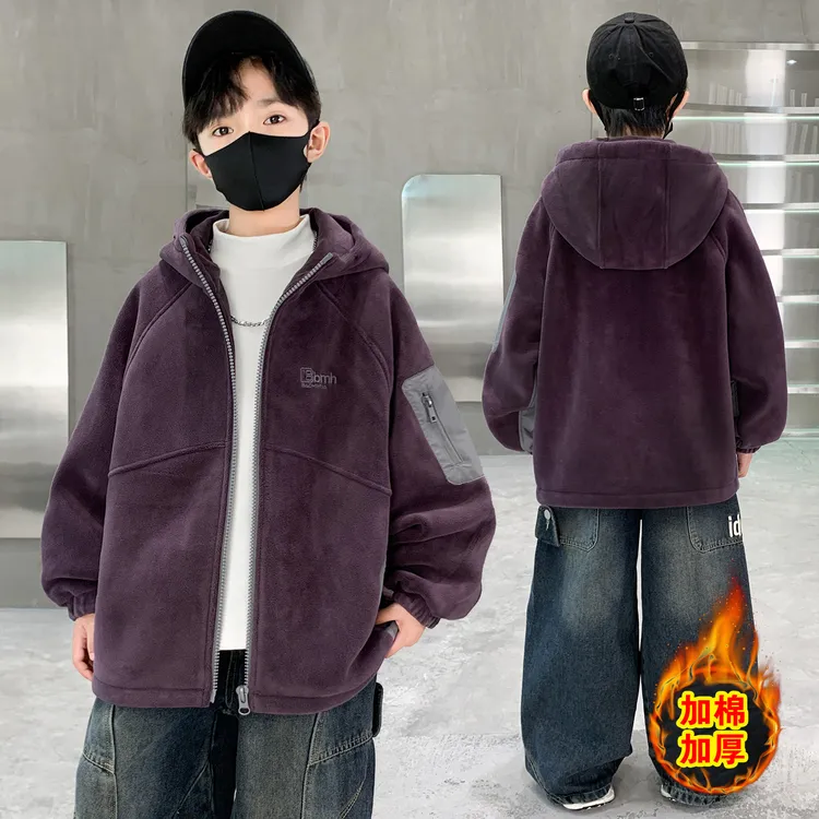 男童奥粒绒外套秋冬款夹棉加厚保暖棉衣2025新款中大儿童男孩上衣