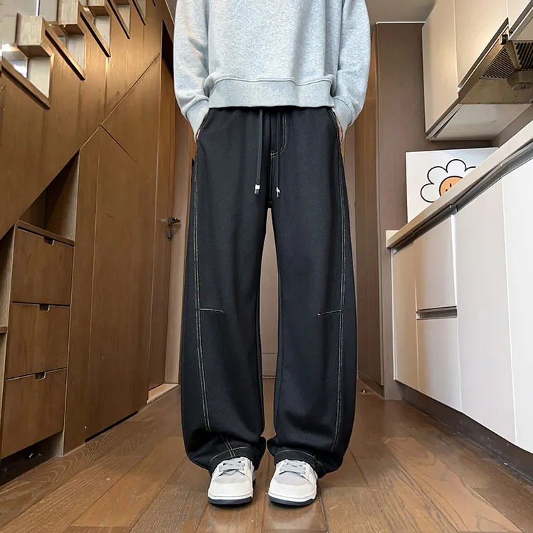GOONJDKE男士休闲裤青少年大码长裤秋冬潮流弯刀裤加肥加大阔腿裤