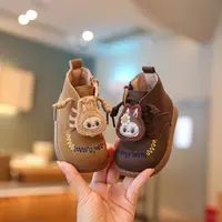 Sportmern婴儿靴子冬季宝宝鞋子加绒保暖棉鞋软底女宝学步鞋短靴