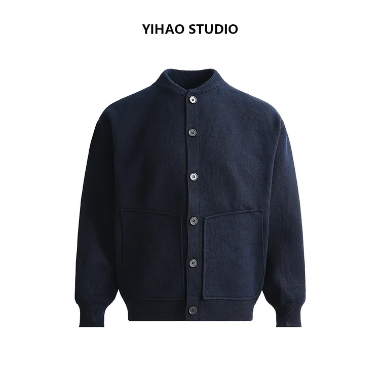 YIHAO STUDIO秋冬男士慵懒风针织衫毛衣开衫外套休闲简约长袖夹克