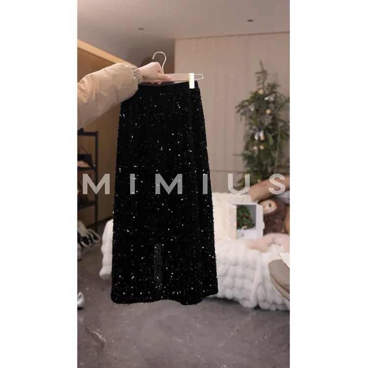 【mimius】P 复古亮片丝绒气质半身裙 G11246-1