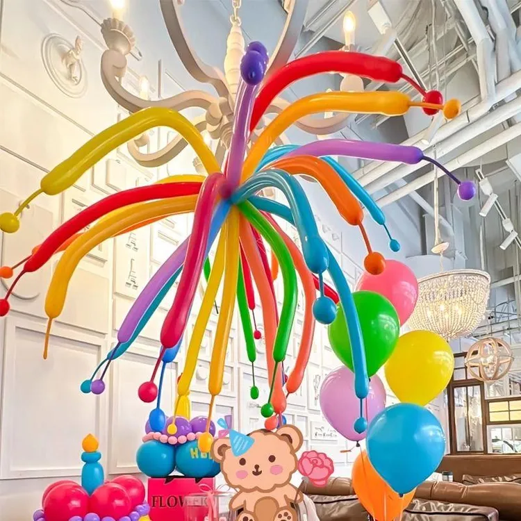 疆藏包邮多巴胺新年气球烟花ins260长条气球生日派对韩系魔术布置