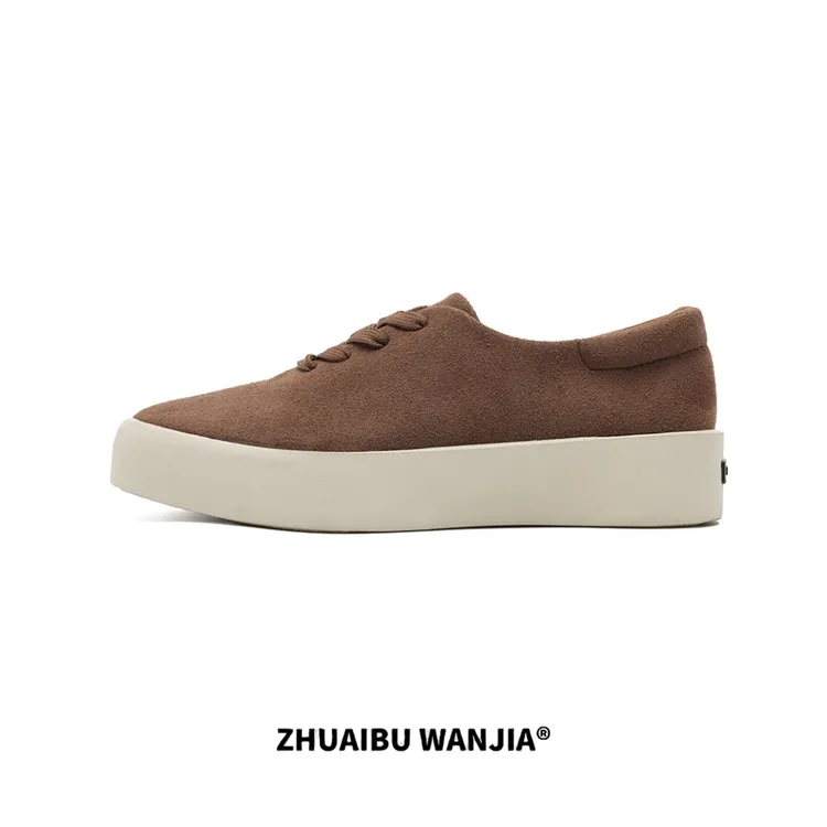 ZHUAIBUWANJIA绒面新款硫化板鞋 厚底增高外穿低帮潮流帆布鞋男士