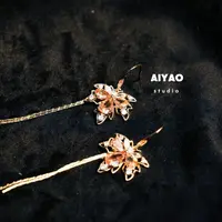 合金耳饰 【AIYAO】红枫叶流苏耳钉A16