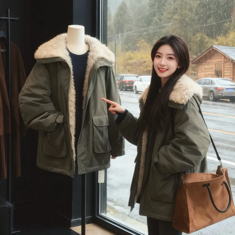 2026冬季韩系时尚潮流简约日常棉服女保暖设计感小众洋气显瘦