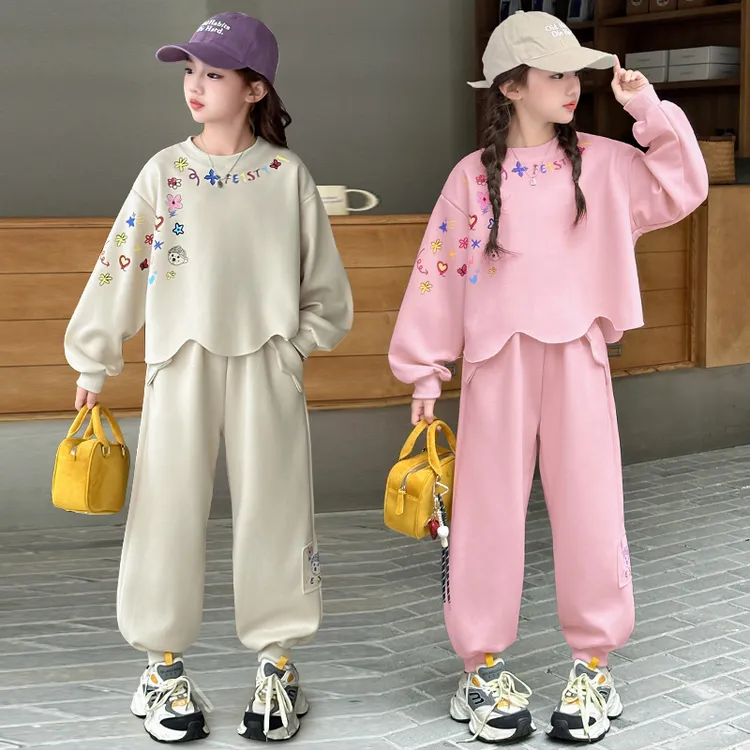 女童运动卫衣卫裤套装2025春秋新款中大童洋气时髦休闲百搭两件套