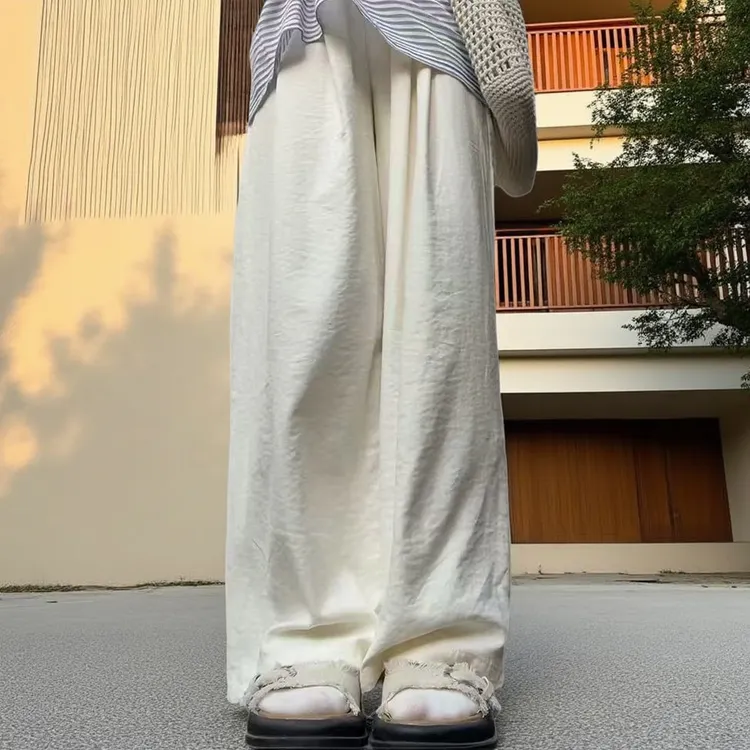 春秋款女士阔腿奶芙裤高腰轻职风休闲裤秋冬加绒加厚运动拖地卫裤