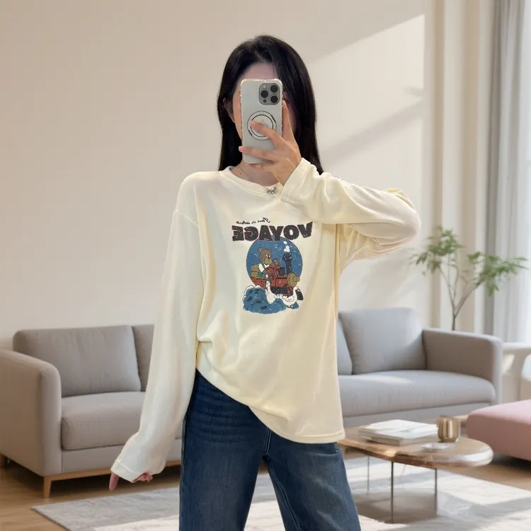 宿慕SUMU暖暖衣长䄂打底衫2025新款韩版时尚百搭舒适T恤上衣1627