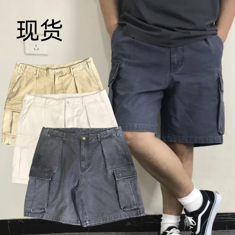 dya25阿苏特染色重磅水洗做旧多口袋工装短裤日美系潮男运动百搭