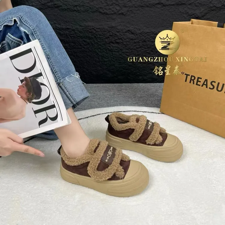 新款韩版休闲风休闲纯色棉鞋秋冬冬季