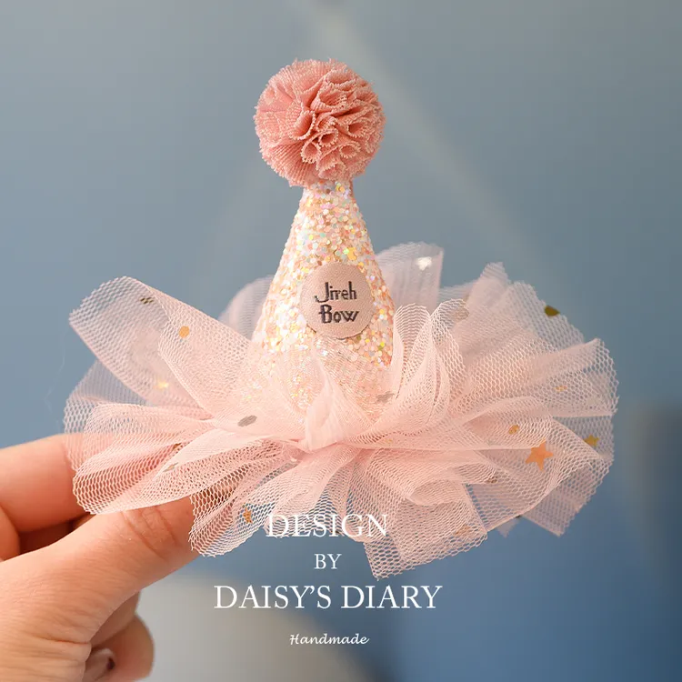 儿童生日头饰帽子顶夹婴儿女宝宝周岁公主发卡不伤发女童发夹发饰