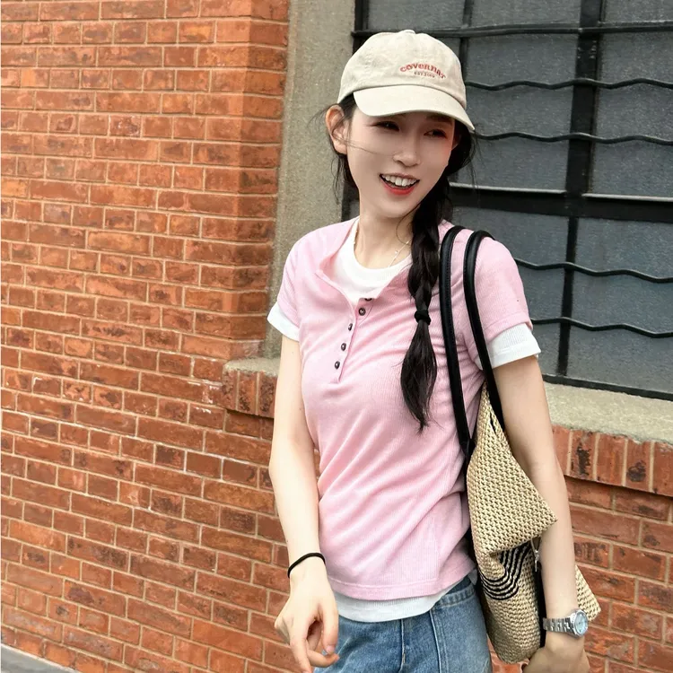 OUDOCKEE 鸥鸥【夹心】T恤短袖上衣休闲百搭 T2502A392T