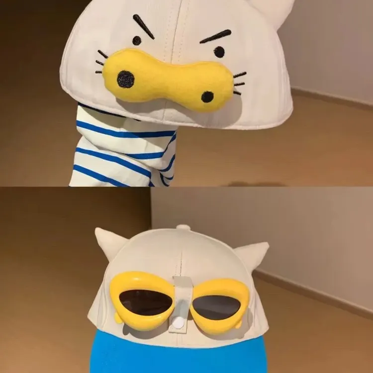 超人肥猪猪可爱正反两戴墨镜棒球帽春夏季男女款搞怪遮阳防晒帽子