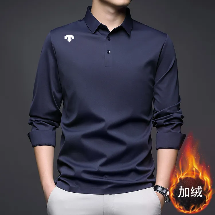 奥特莱斯撤柜  迪桑家秋冬男士翻领加绒加厚休闲运动POLO打底衫潮