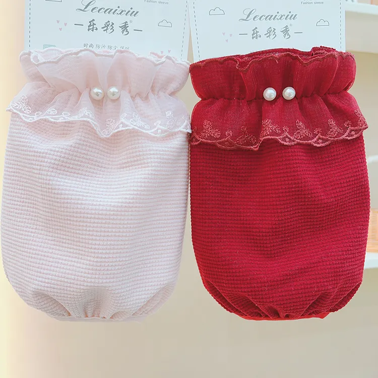 秋冬季新款蕾丝花边袖套短款袖筒女款防污护袖学生袖头羽绒服套袖