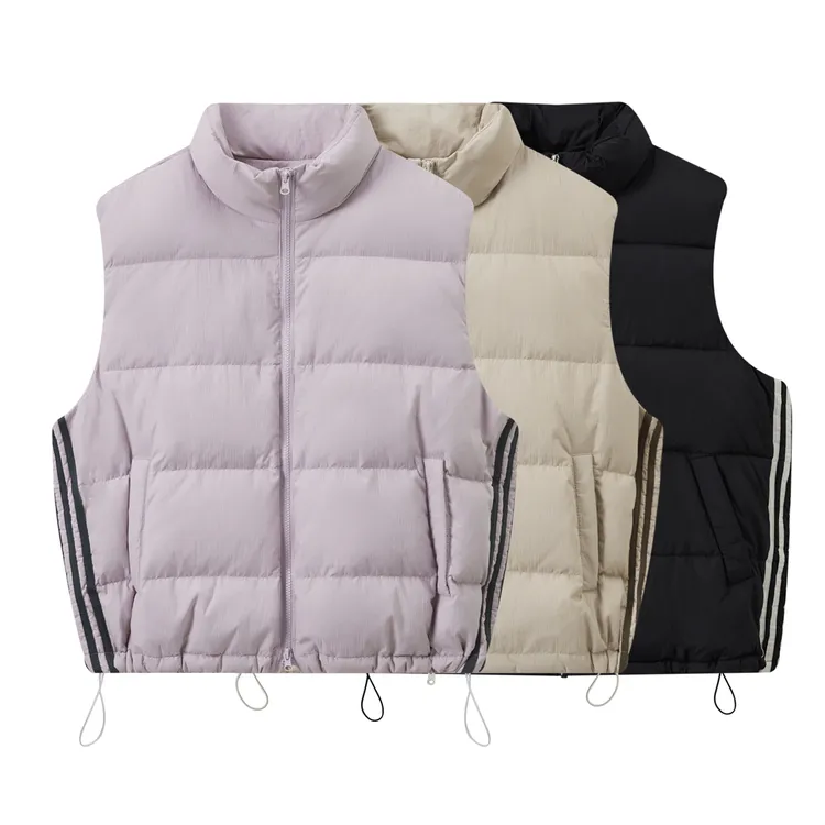 高级感超好看 胖mm大码立领棉服马甲外套女秋冬叠穿三条杠坎肩606