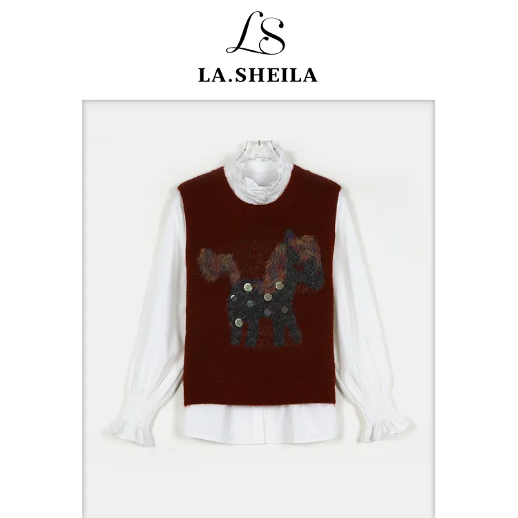 LA.Sheila“马上暴富！”羊毛马甲+衬衫两件套254-TZ/1210-5922