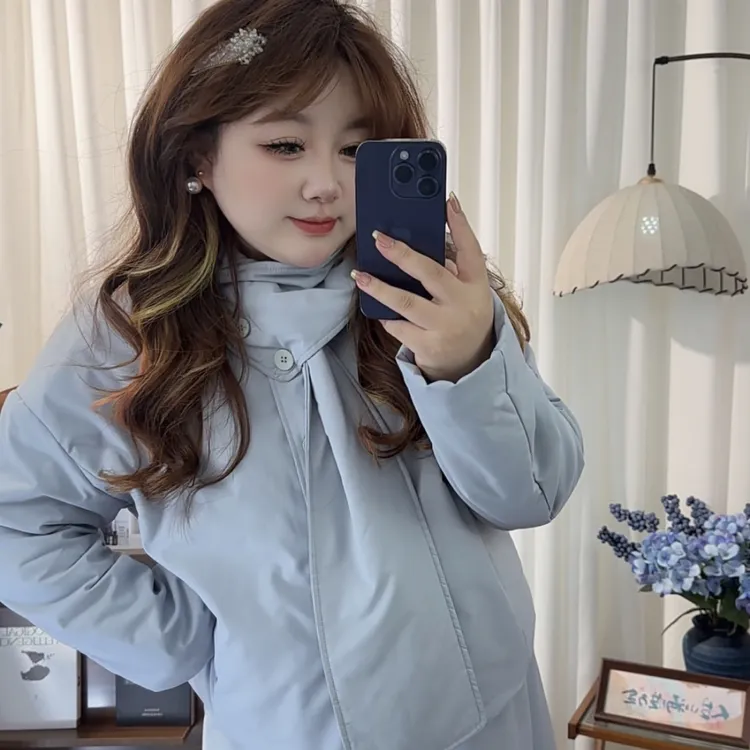 韩版秋冬新款女装休闲百搭宽松显瘦短款棉衣外套夹棉半身裙套装女