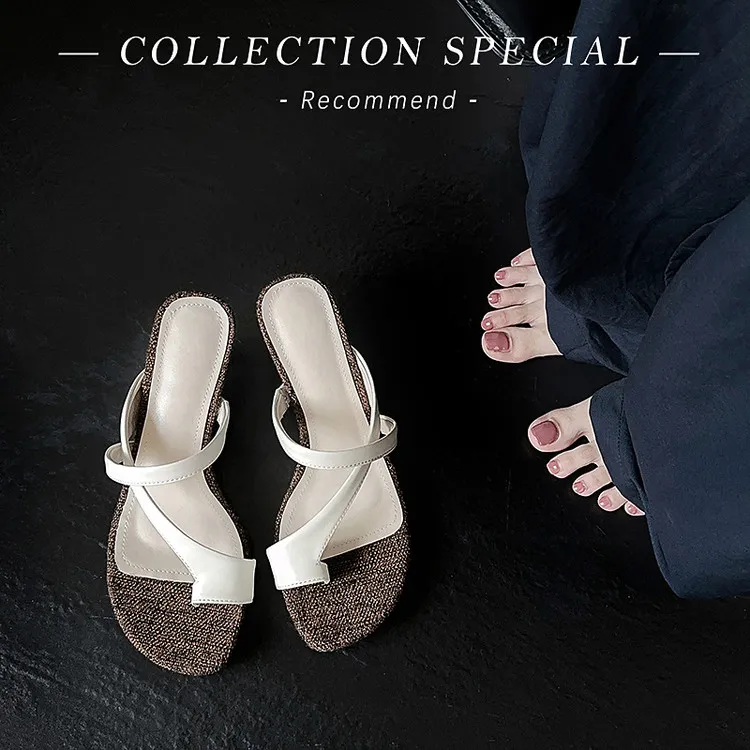 网红真皮人字拖2025新款女外穿凉拖鞋套趾高跟百搭鞋子夏季凉鞋女