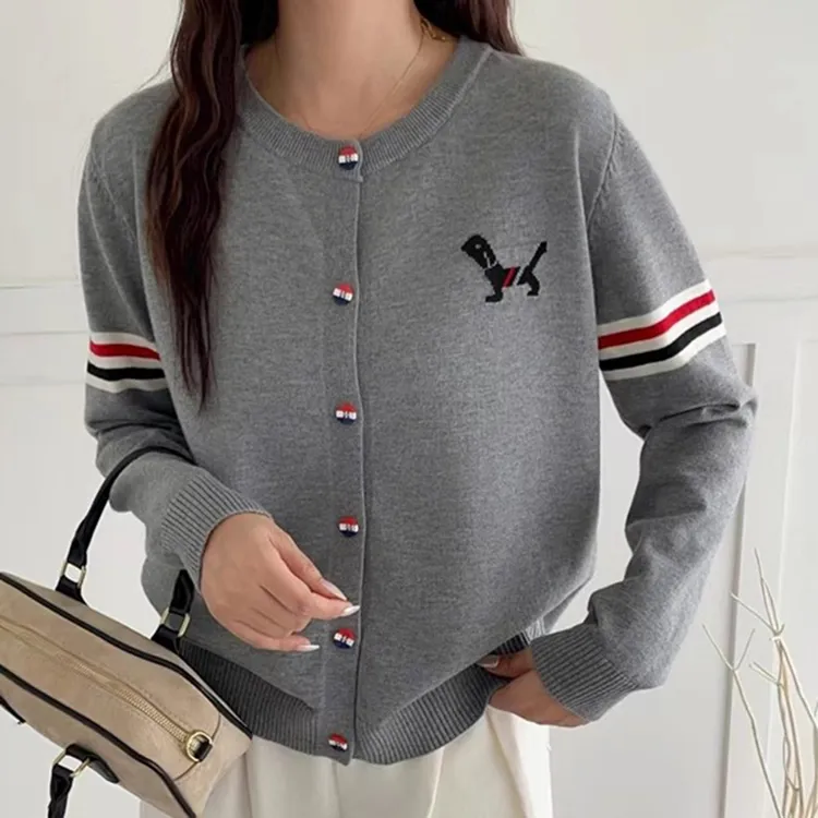 韩系小狗上衣设计感针织开衫女2025秋冬休闲百搭别致打底毛衣外套