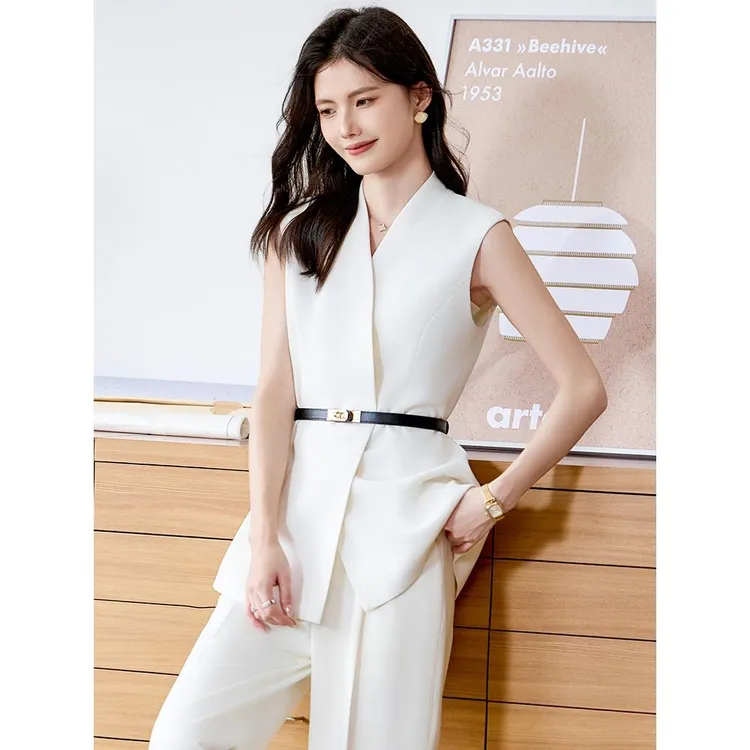 白色无袖西装套装女2025夏季新款职业装高级感气质女神范职场正装