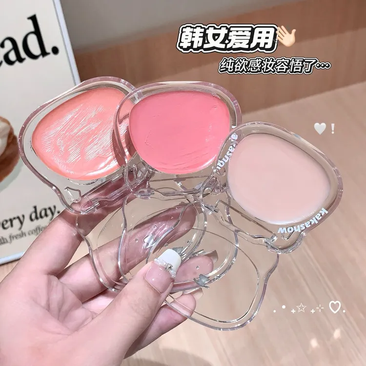 2025新款爆款小熊水光腮红多用膏高光修容脸部提亮膨胀显气色收缩
