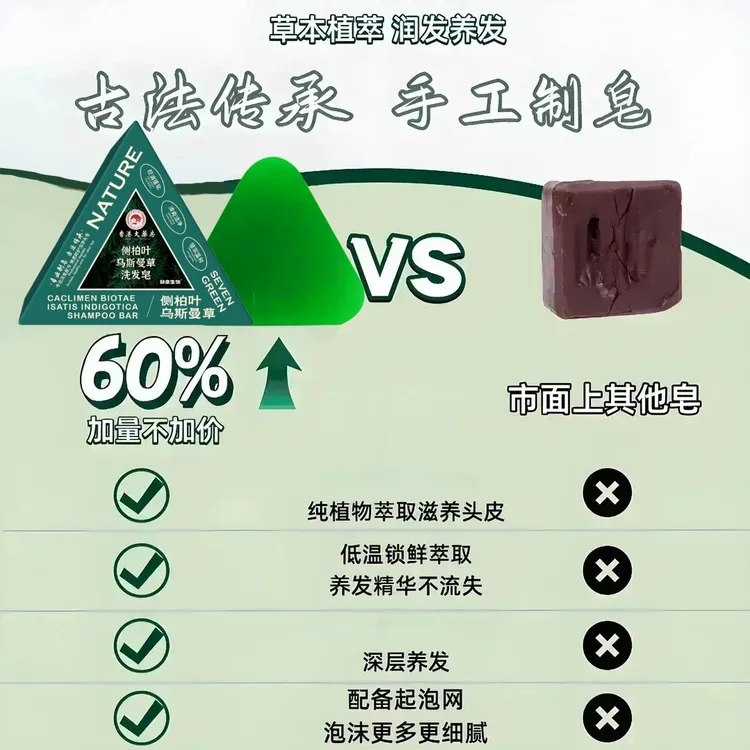【买二送一】国货I正品乌斯曼草何首乌侧柏叶植物萃取手工洗发皂