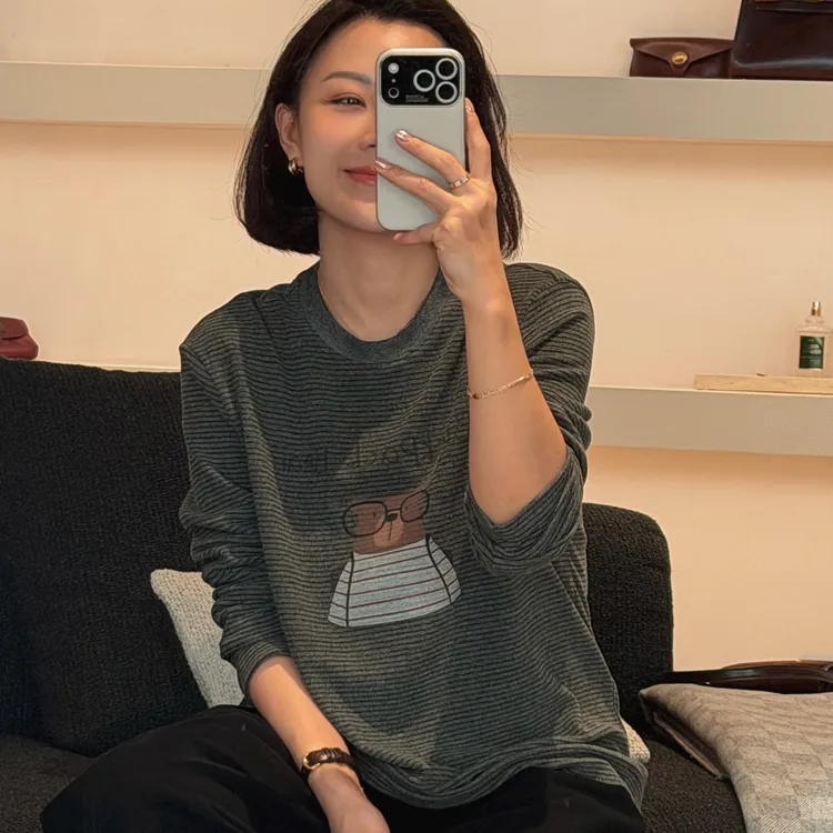 XIYE&W【细纹眼镜小熊】印花T恤