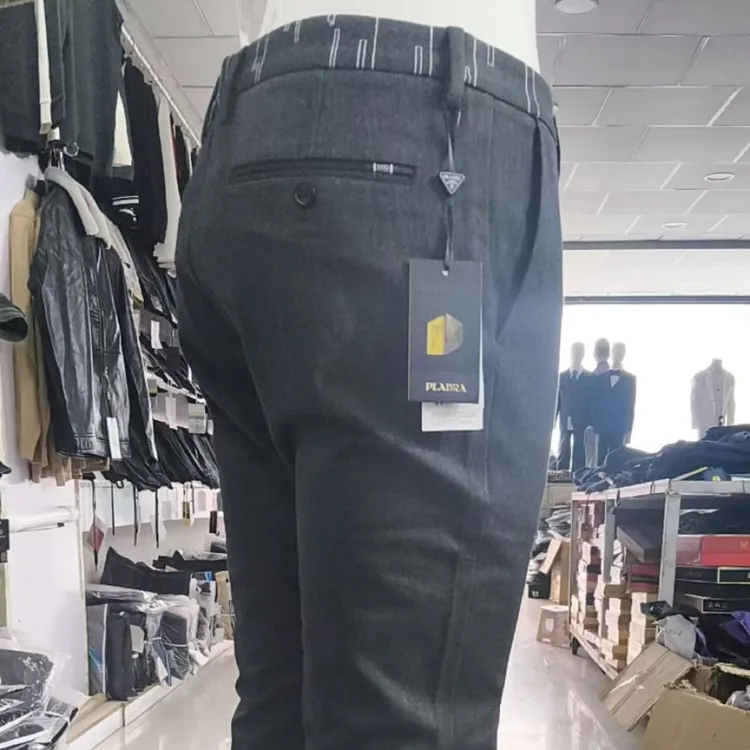 男士秋冬加绒加厚弹力直筒休闲商务百搭毛呢裤子