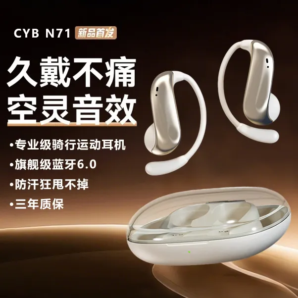 2025新款高音质蓝牙6.0专业级耳机无线运动挂耳式男士降噪长续航