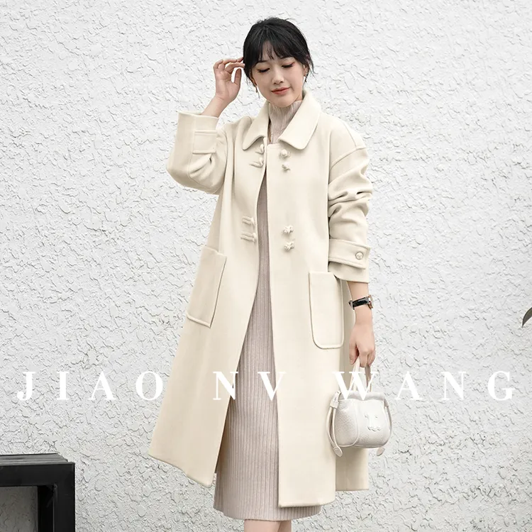 【娇女王原创】新中式毛呢大衣女秋冬新款复古设计感中长款呢子外套