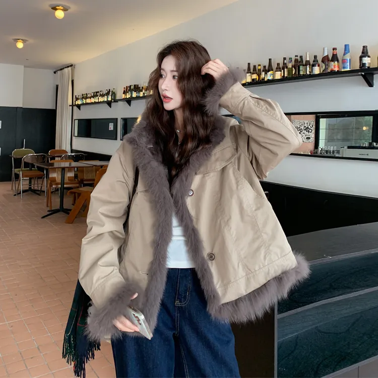 复古氛围感两面穿派克服2025冬季新款时尚百搭ins风潮流酷飒棉衣