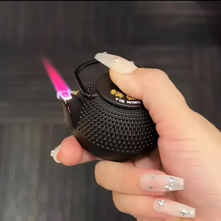 铁定茶壶摆件红焰充气防风打火机个性复古有趣炫酷送男朋友礼物