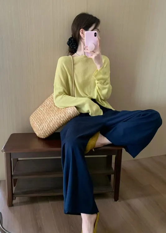 多巴胺可爱纯欲风网红炸街女装千金清冷甜美针织上衣休闲阔腿裤