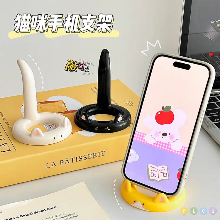 新款可爱小猫支架创意桌面摆件手机追剧神器宿舍床头直播手机支架