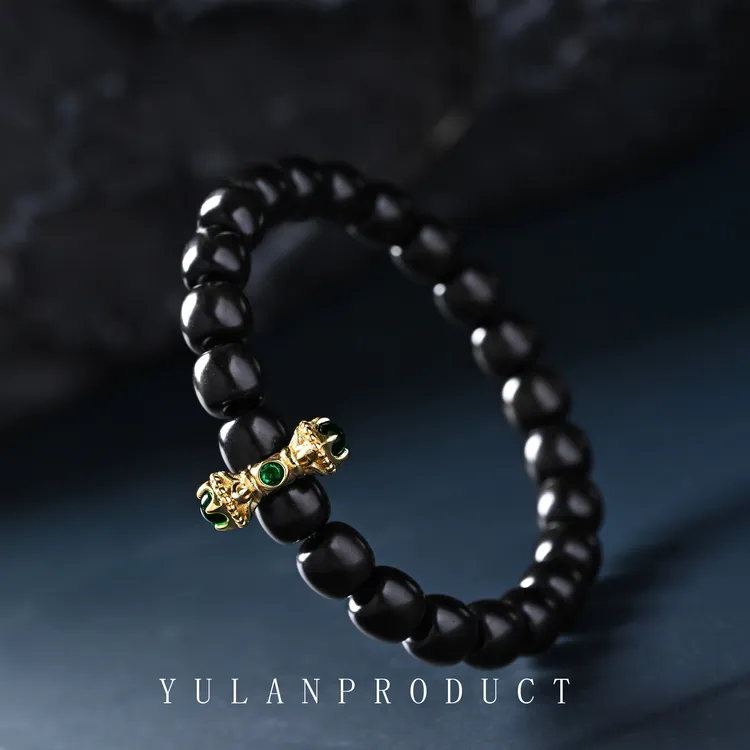 钰澜文玩【法器】乌木老型手串-8mm左右+法器搭配款-精工百搭