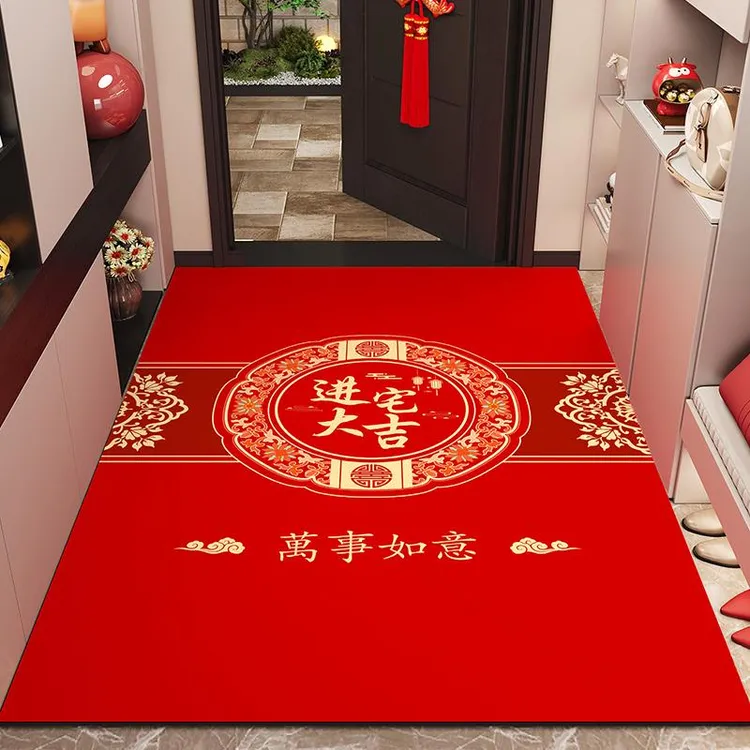 新年入户门地垫喜庆家用新款红色地毯耐脏防滑高级感进门玄关垫子